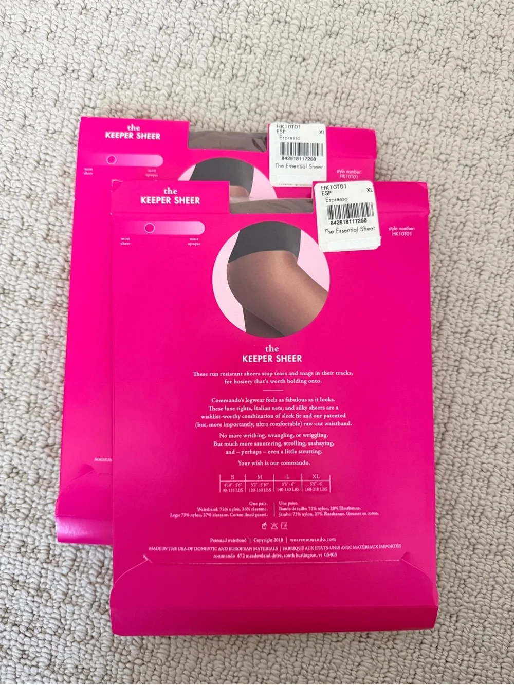 2 pack! Commando Keeper Sheer Tights - Espresso XL